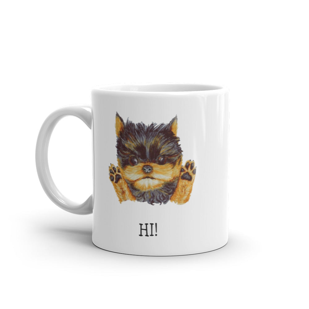 Corgie Puppy on White Glossy Mug Mugs Indie Darling Design 