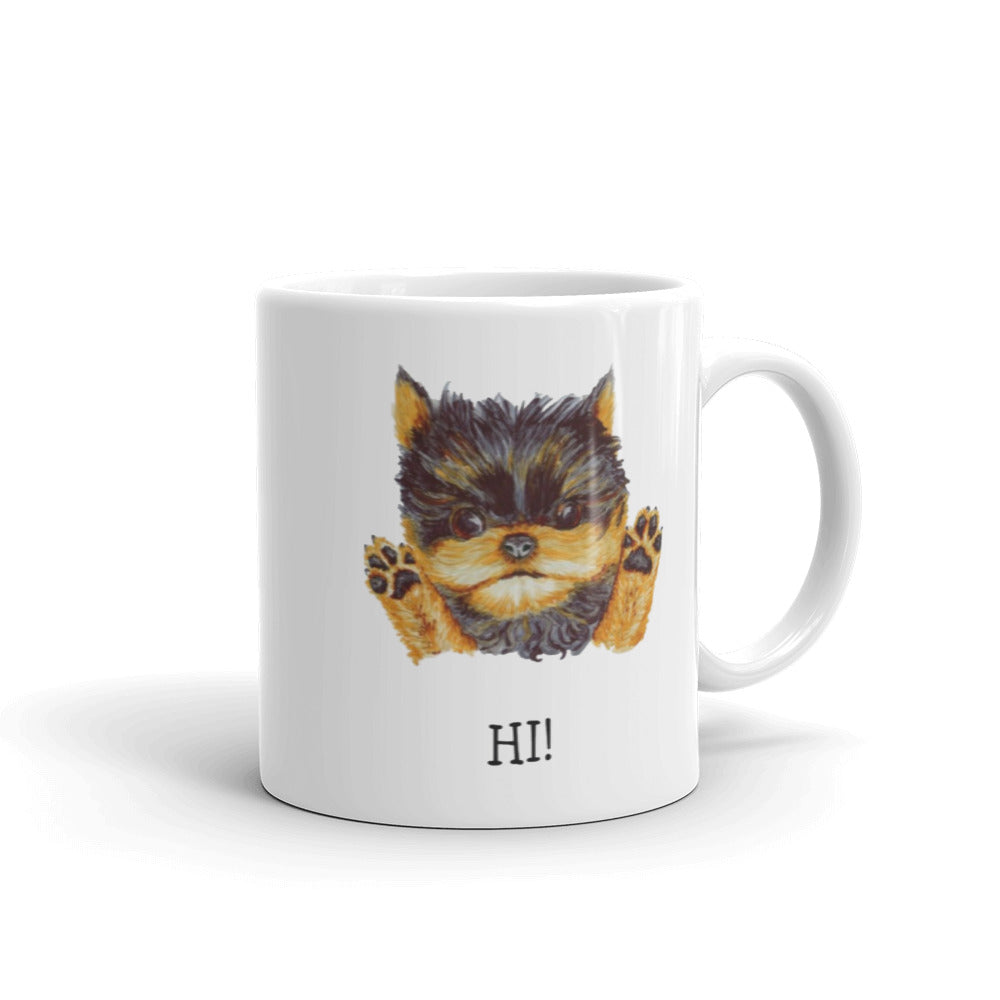 Corgie Puppy on White Glossy Mug Mugs Indie Darling Design 