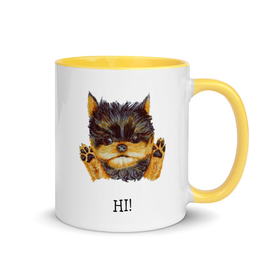 Corgie Puppy Two-Tone Mug Mugs Indie Darling Design Yellow 