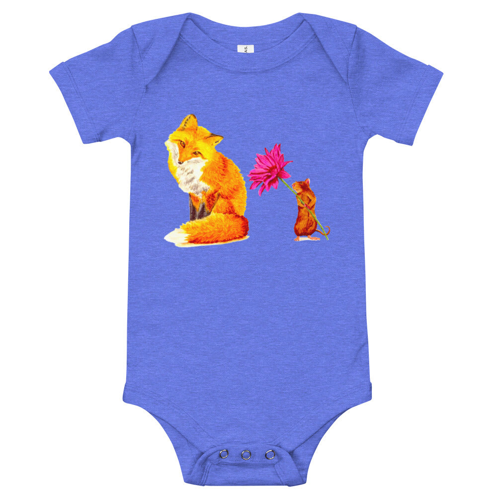 Fox and Mouse Baby Short Sleeve One Piece Baby One-Pieces Indie Darling Design 