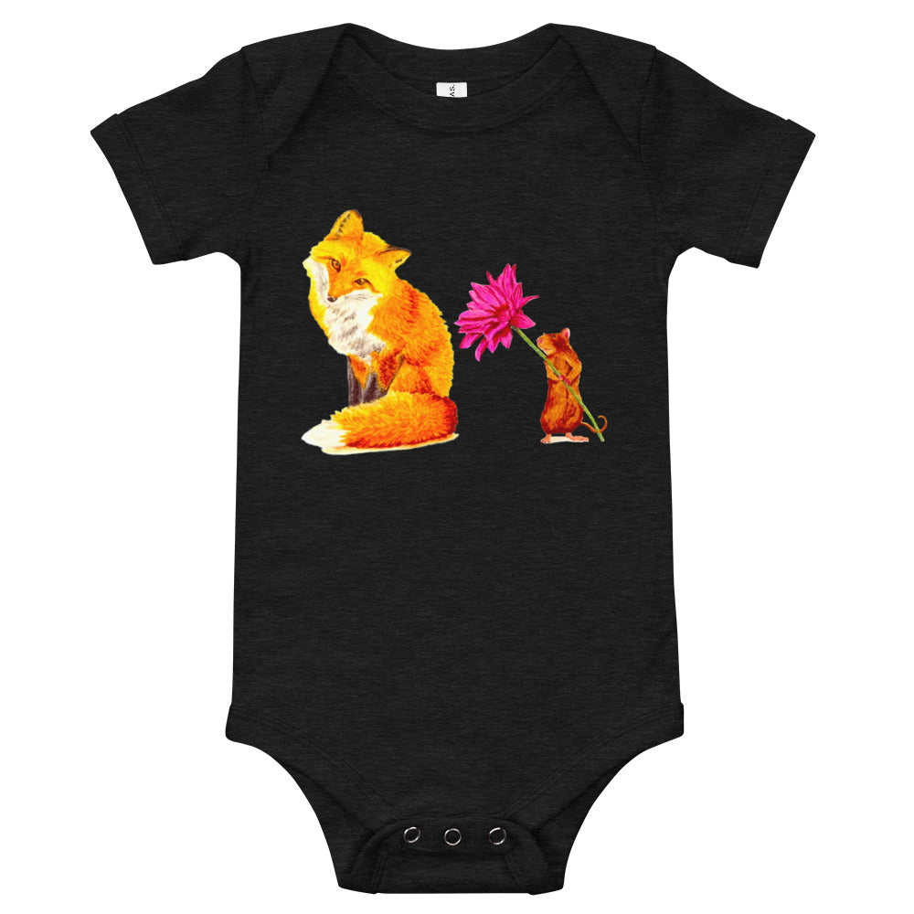 Fox and Mouse Baby Short Sleeve One Piece Baby One-Pieces Indie Darling Design 