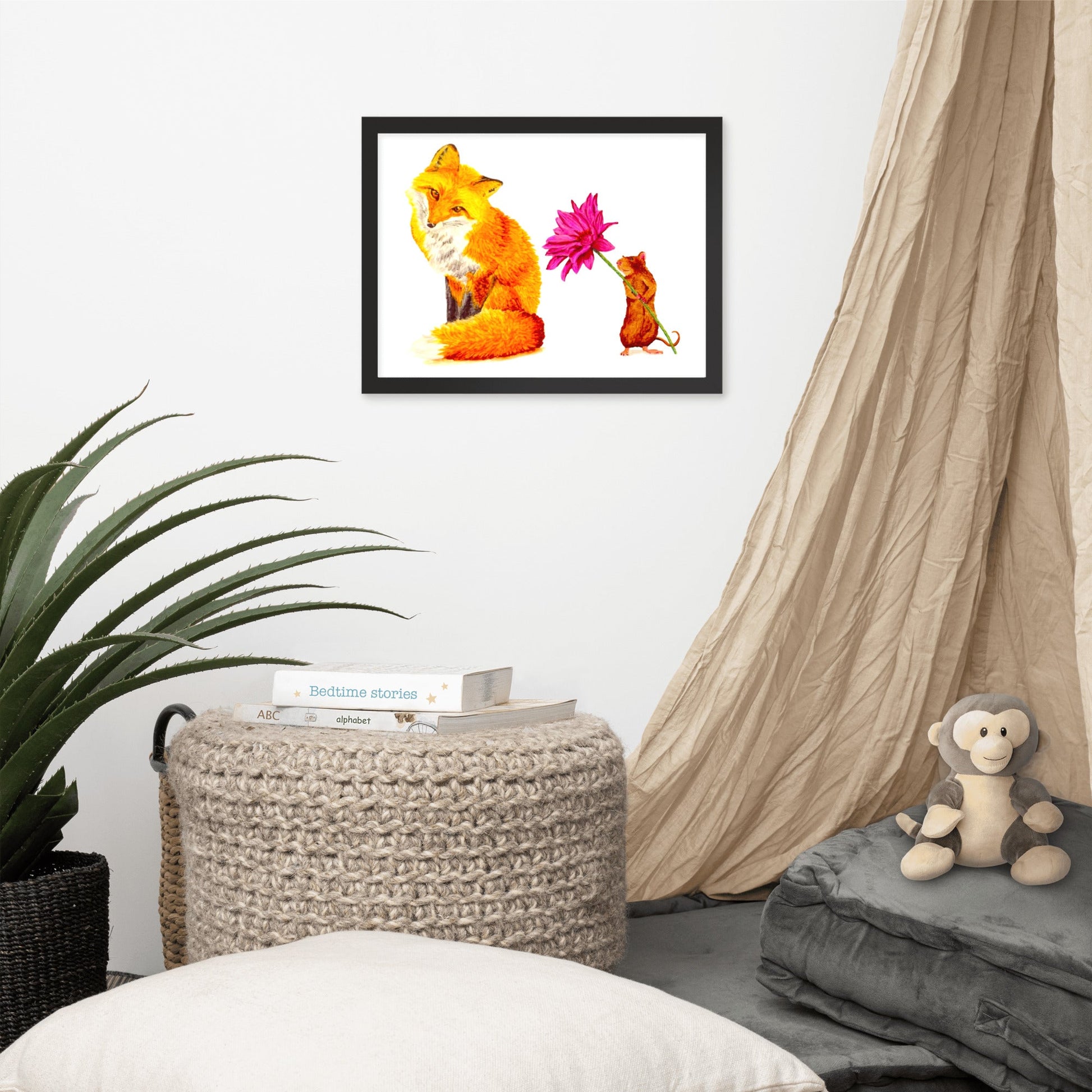 Fox and Mouse Framed Poster Print Artwork Indie Darling Design 