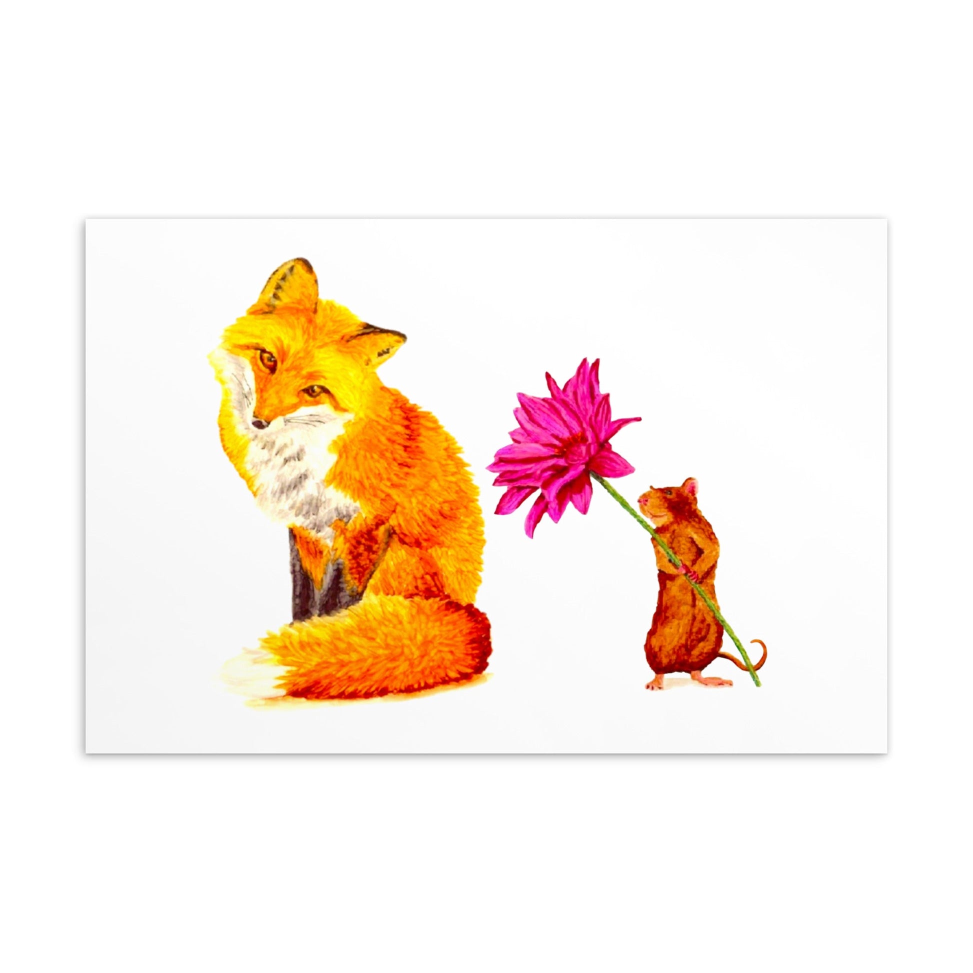 Fox and Mouse Illustrated Flat Card Greeting & Note Cards Indie Darling Design 