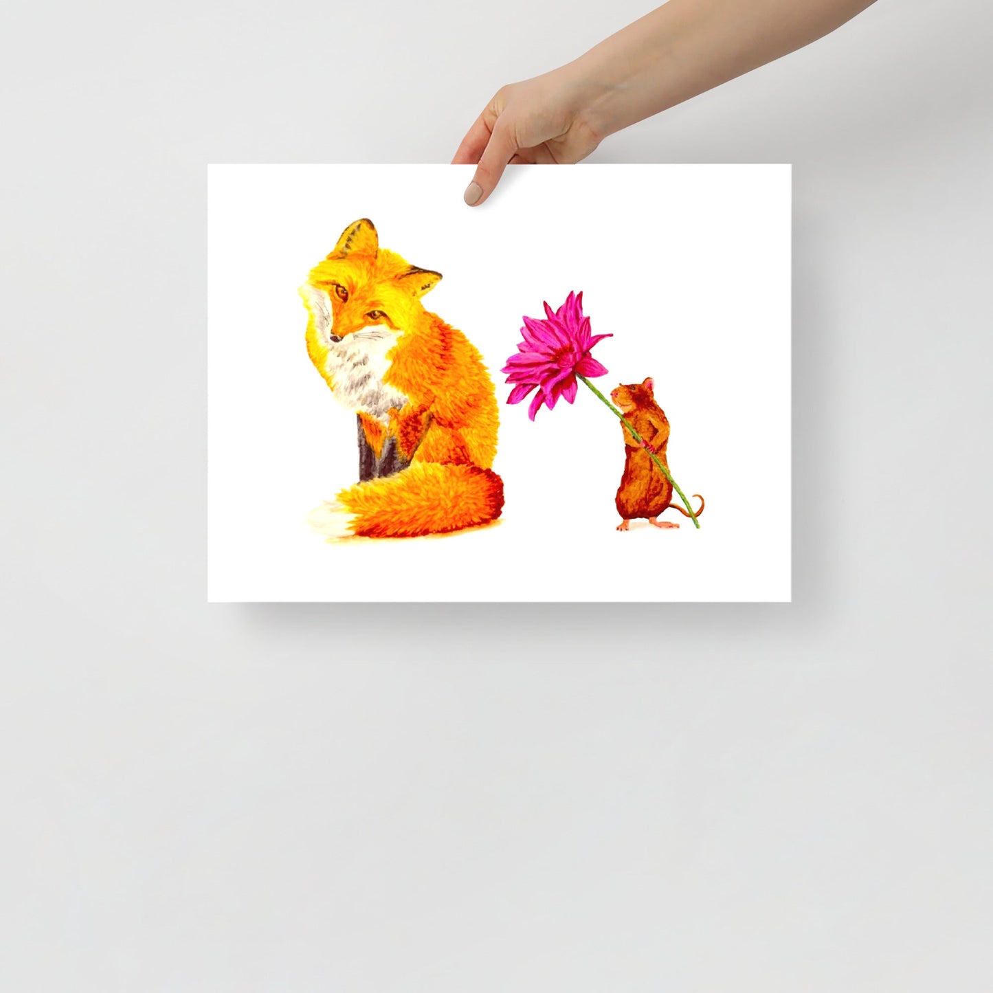 Fox and Mouse Illustrated Poster Print without Frame Posters, Prints, & Visual Artwork Indie Darling Design 