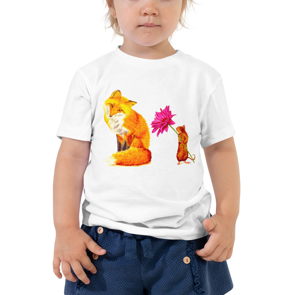 Fox and Mouse Toddler Short Sleeve Tee T-shirt Indie Darling Design 