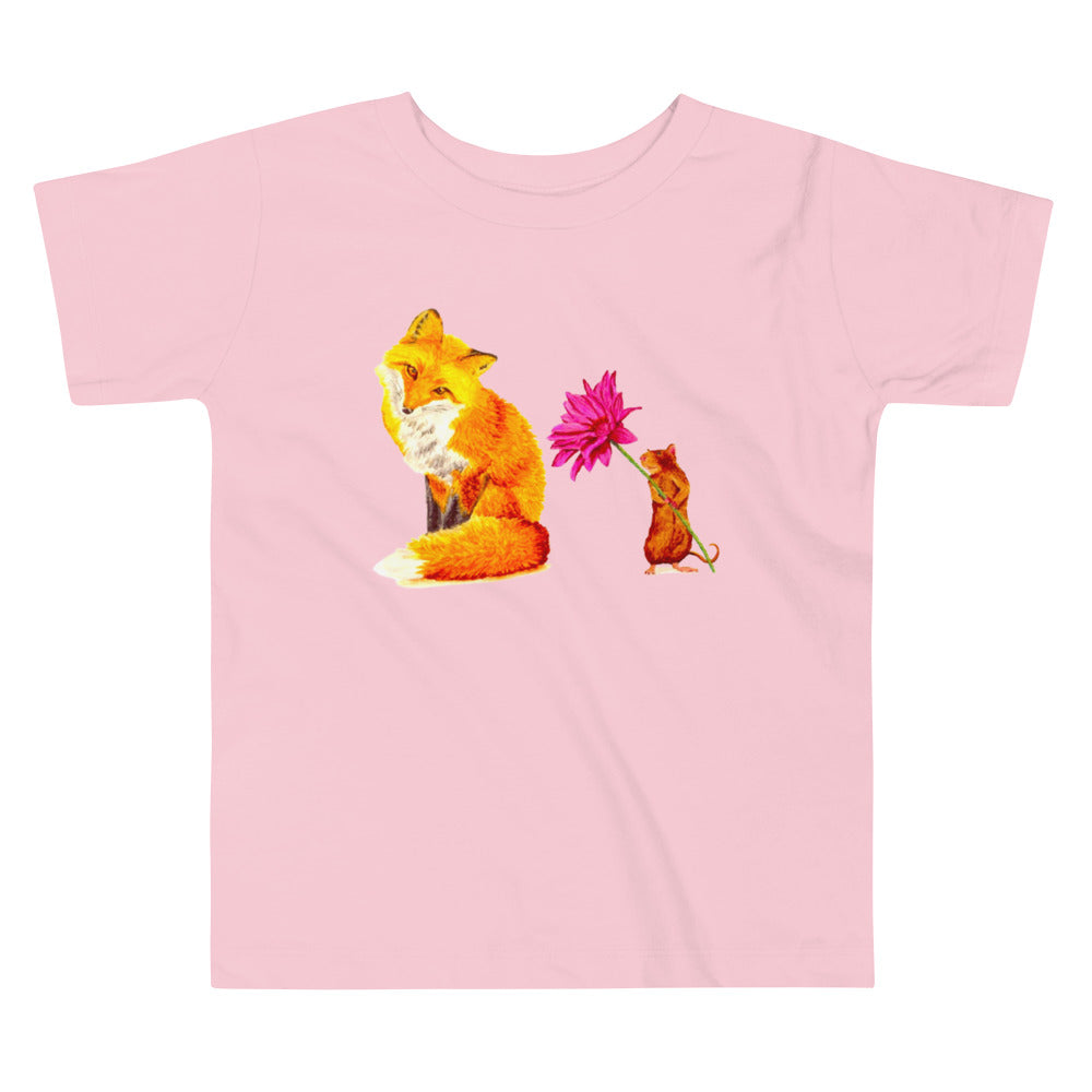 Fox and Mouse Toddler Short Sleeve Tee T-shirt Indie Darling Design 