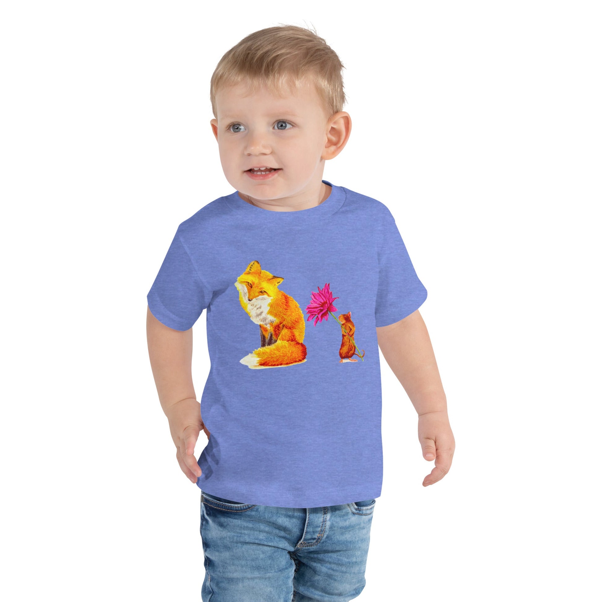 Fox and Mouse Toddler Short Sleeve Tee T-shirt Indie Darling Design 