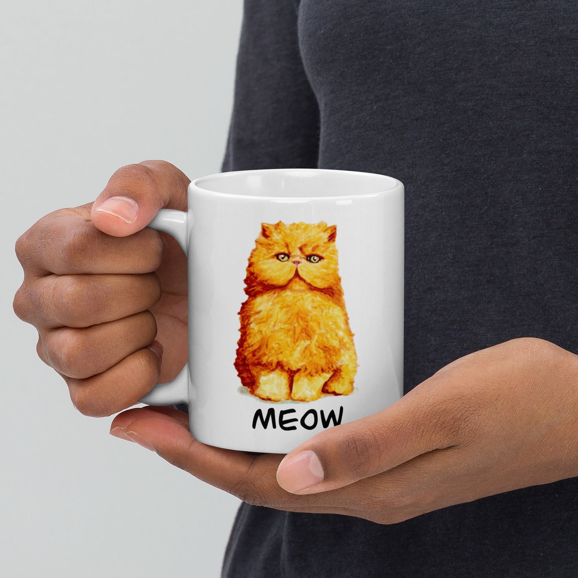 Orange Persian Cat on White Glossy Mug Mugs Indie Darling Design 