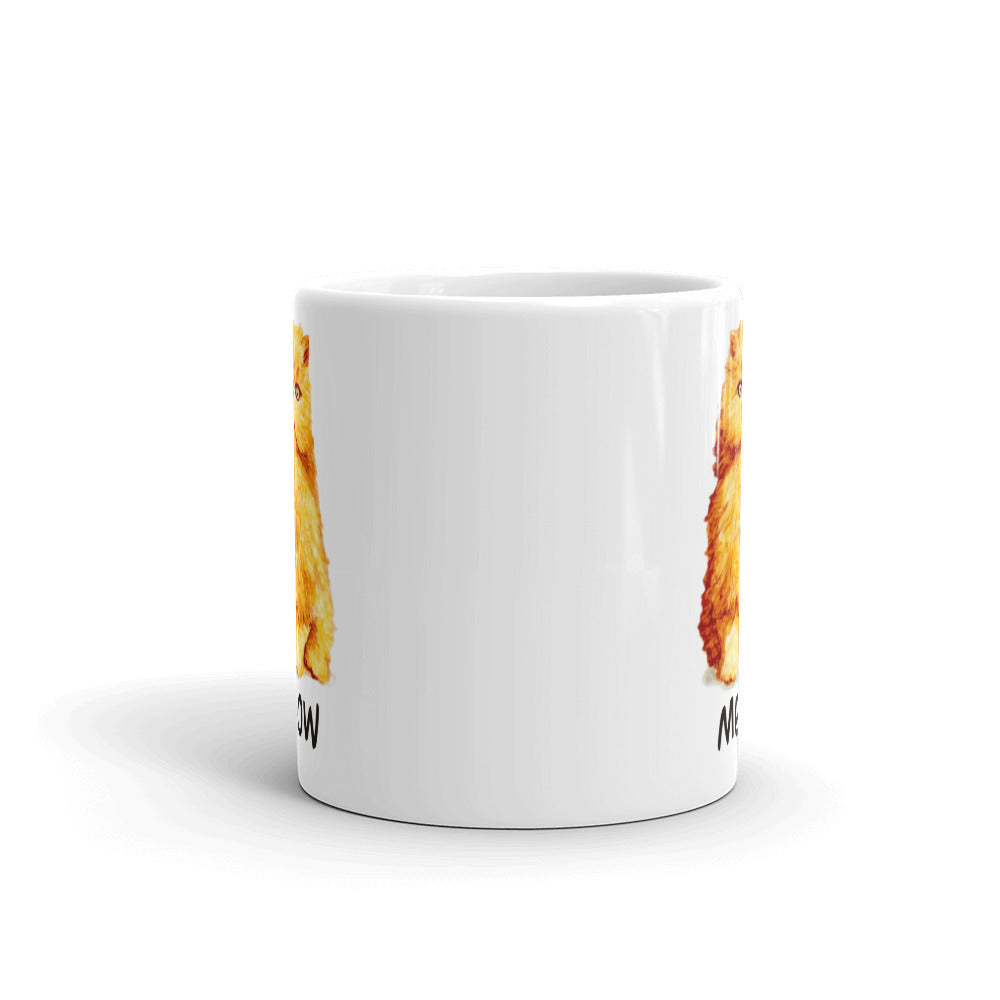 Orange Persian Cat on White Glossy Mug Mugs Indie Darling Design 