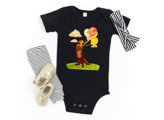 Otter and Balloons Baby Short Sleeve One Piece Baby & Toddler Tops Indie Darling Design 