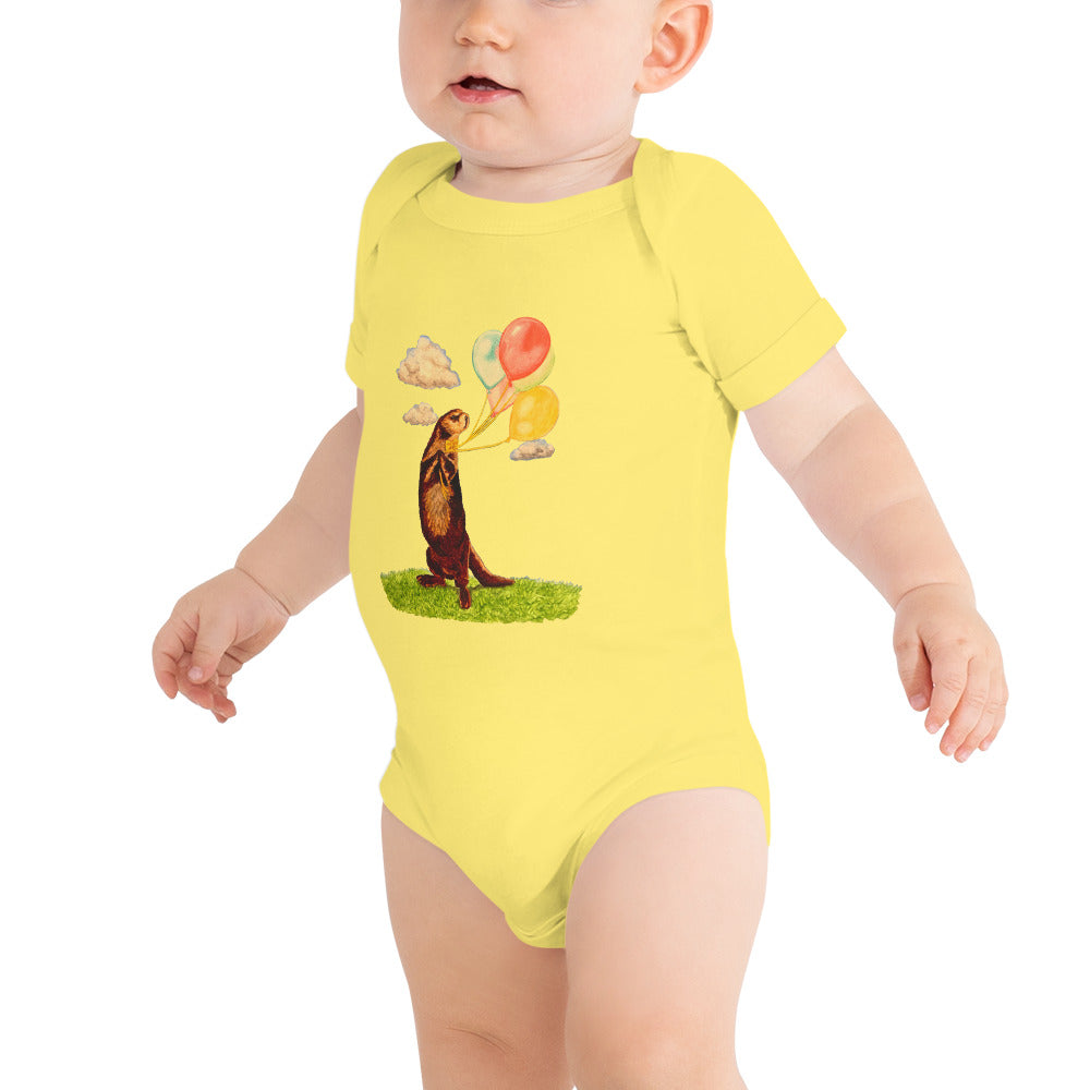 Otter and Balloons Baby Short Sleeve One Piece Baby & Toddler Tops Indie Darling Design 