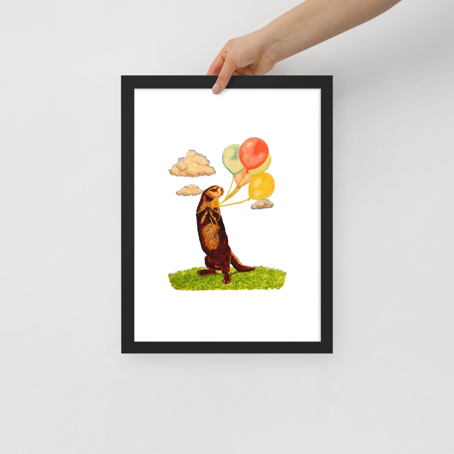 Otter and Balloons Framed Poster Print Posters, Prints, & Visual Artwork Indie Darling Design 