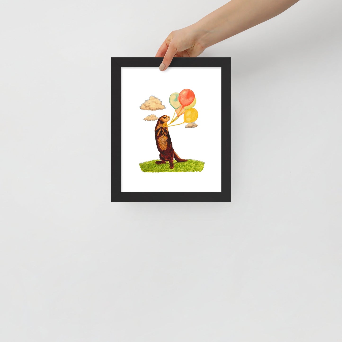 Otter and Balloons Framed Poster Print Posters, Prints, & Visual Artwork Indie Darling Design 