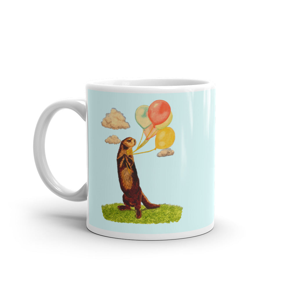 Otter and Balloons Glossy Mug Mugs Indie Darling Design 