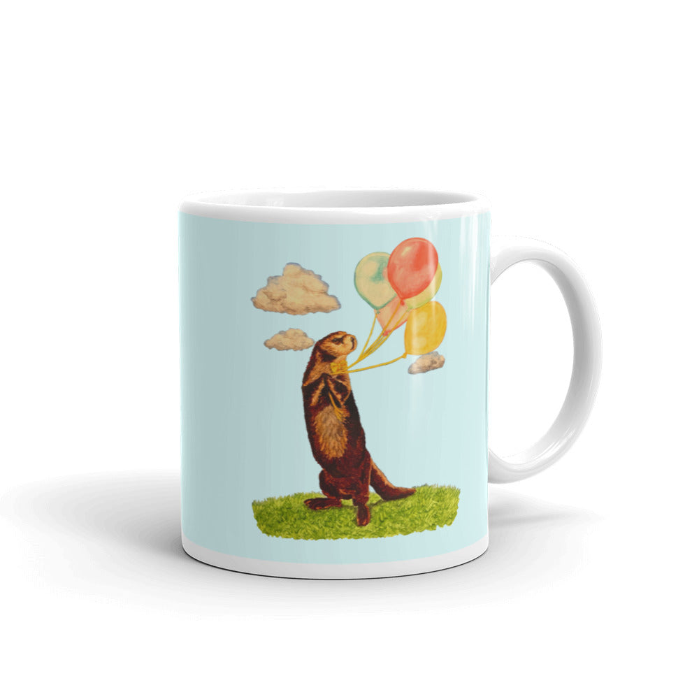 Otter and Balloons Glossy Mug Mugs Indie Darling Design 