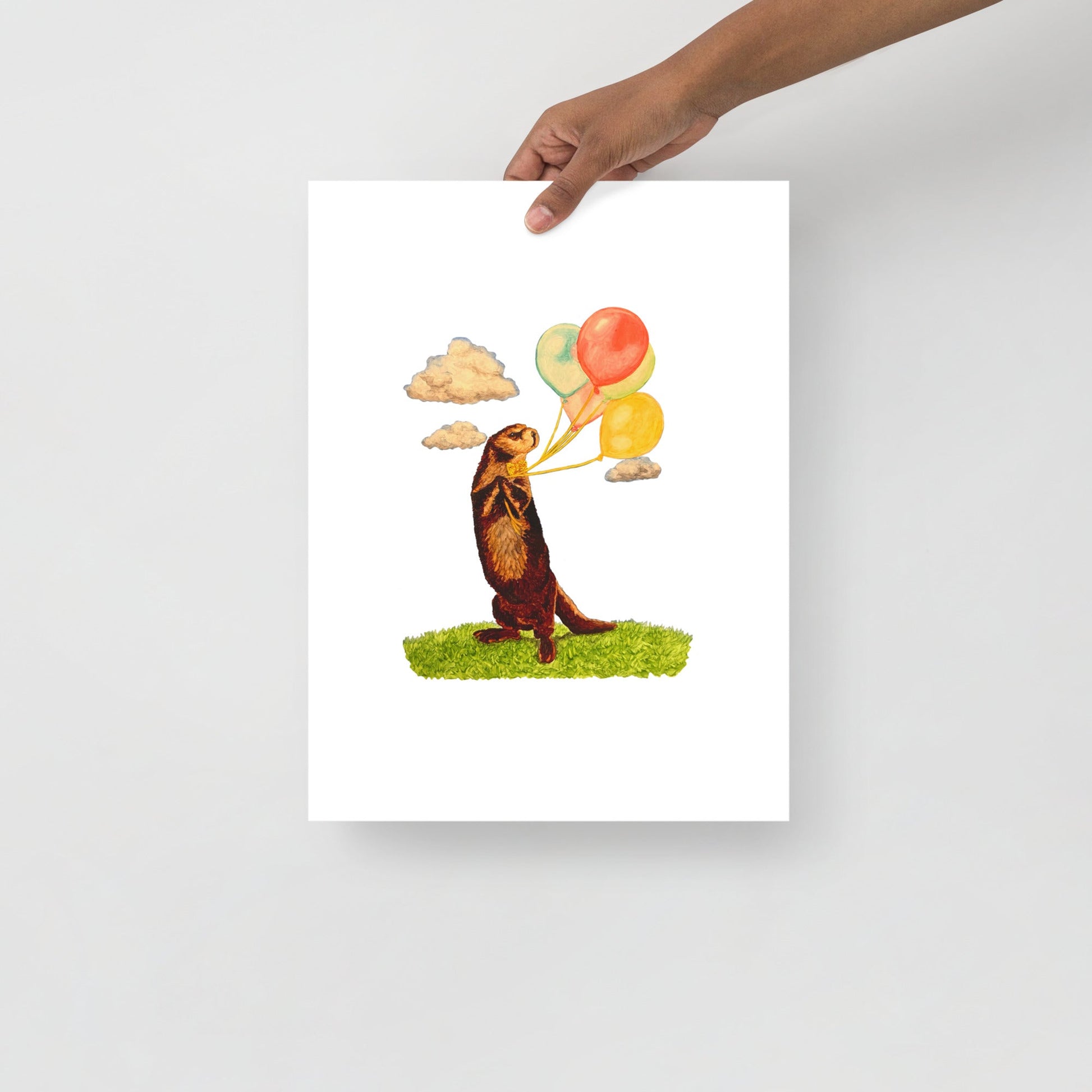 Otter and Balloons Poster Print without Frame Posters, Prints, & Visual Artwork Indie Darling Design 