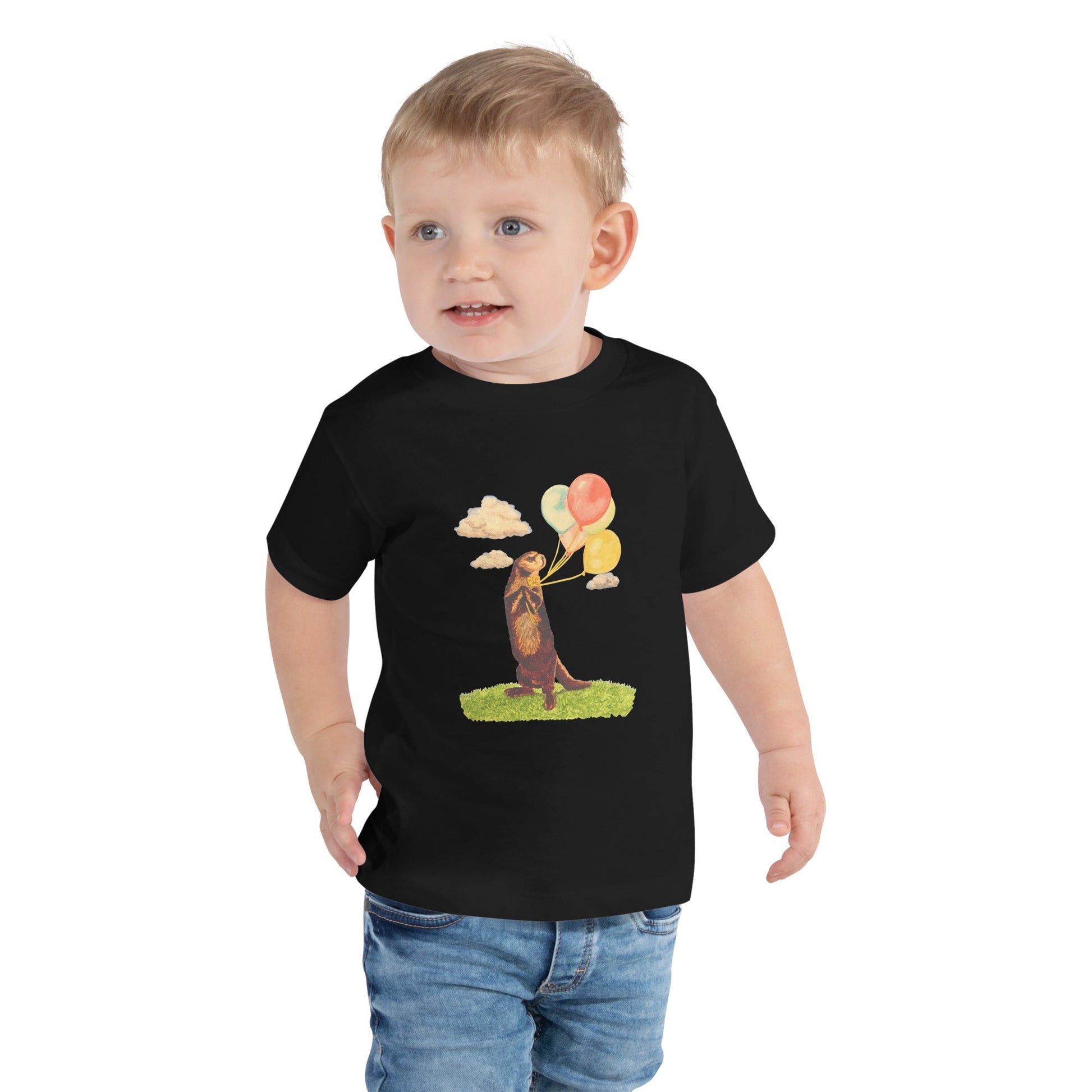 Otter and Balloons Toddler Short Sleeve Tee Baby & Toddler Tops Indie Darling Design 