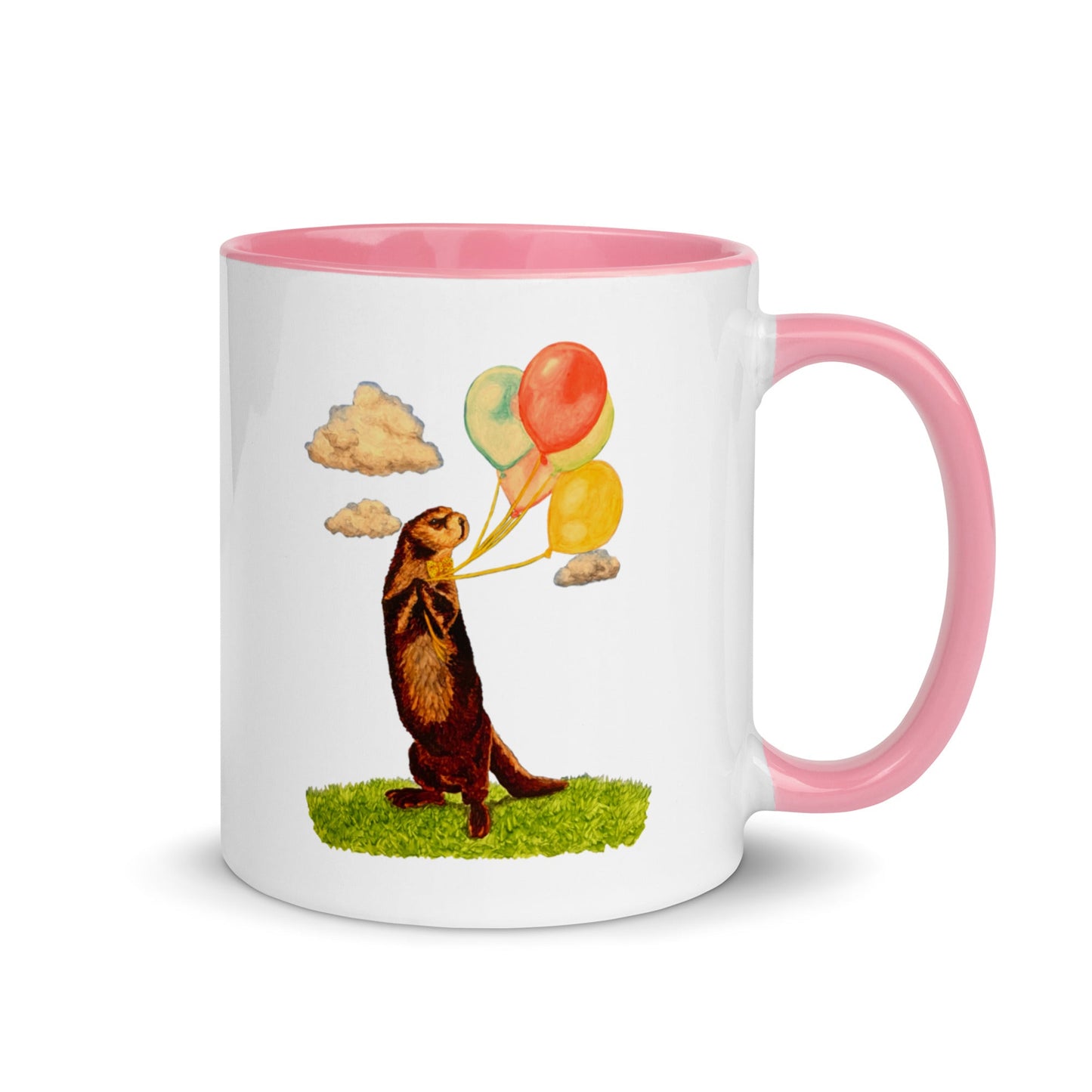 Otter and Balloons Two-Toned Mug Mugs Indie Darling Design 