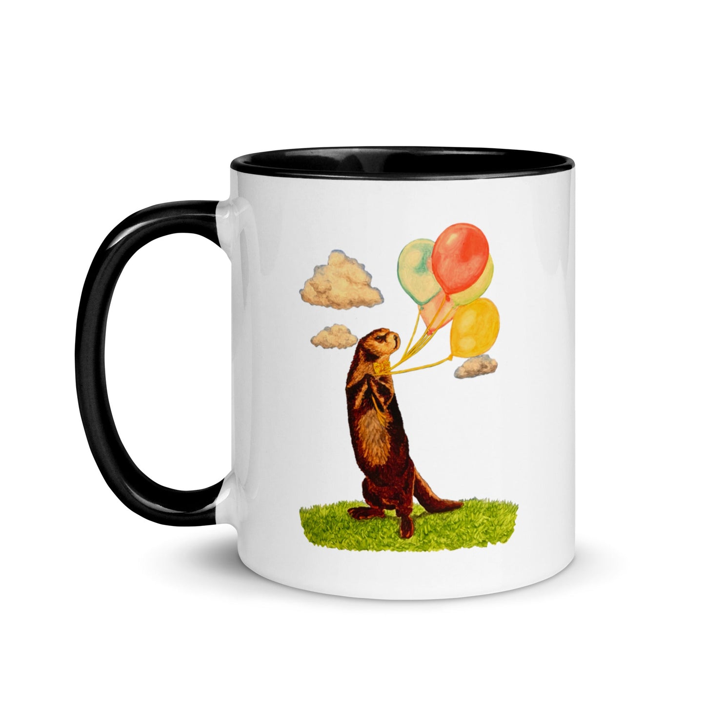 Otter and Balloons Two-Toned Mug Mugs Indie Darling Design 