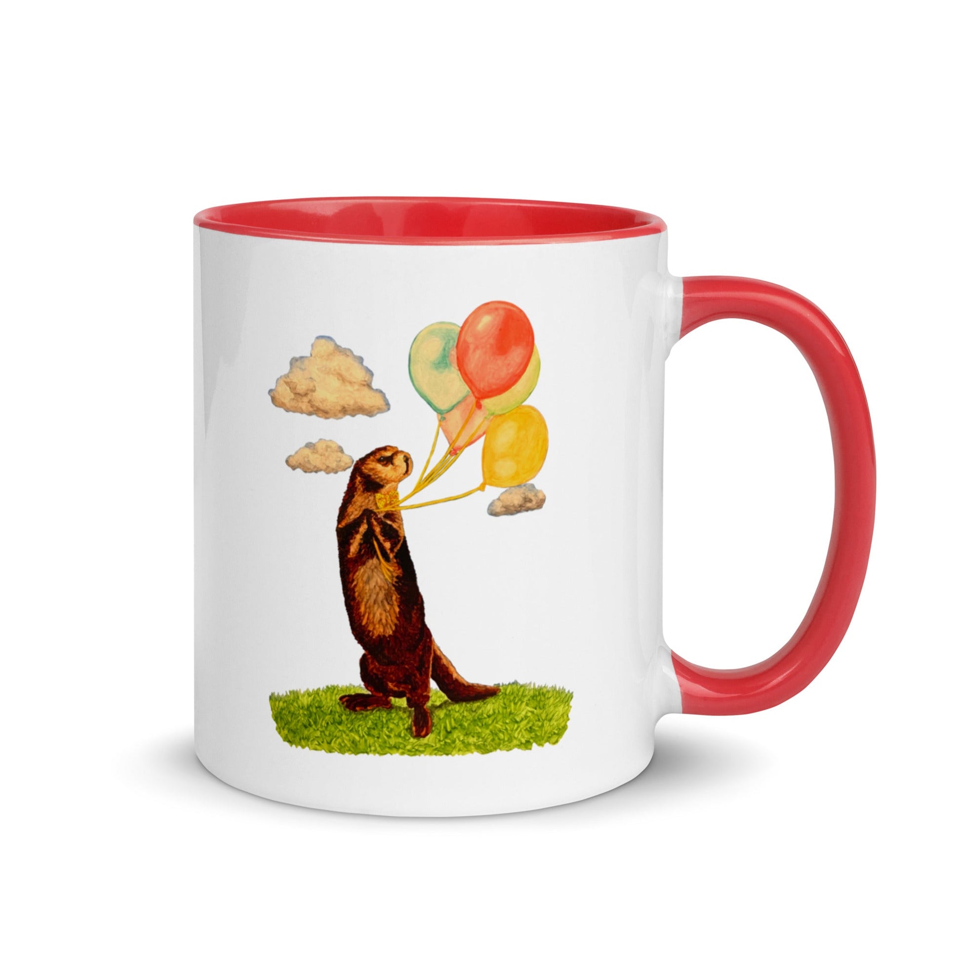 Otter and Balloons Two-Toned Mug Mugs Indie Darling Design 