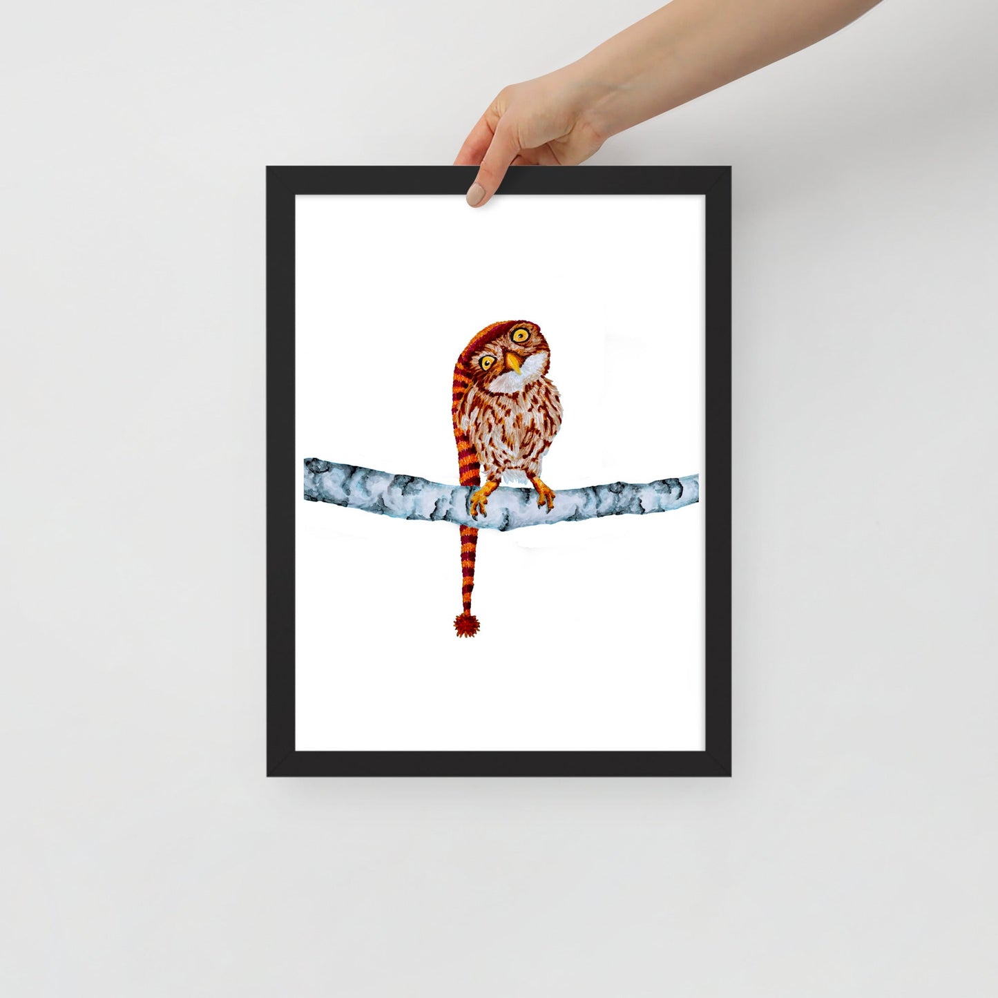 Owl in Stocking Cap Framed Poster Posters, Prints, & Visual Artwork Indie Darling Design 