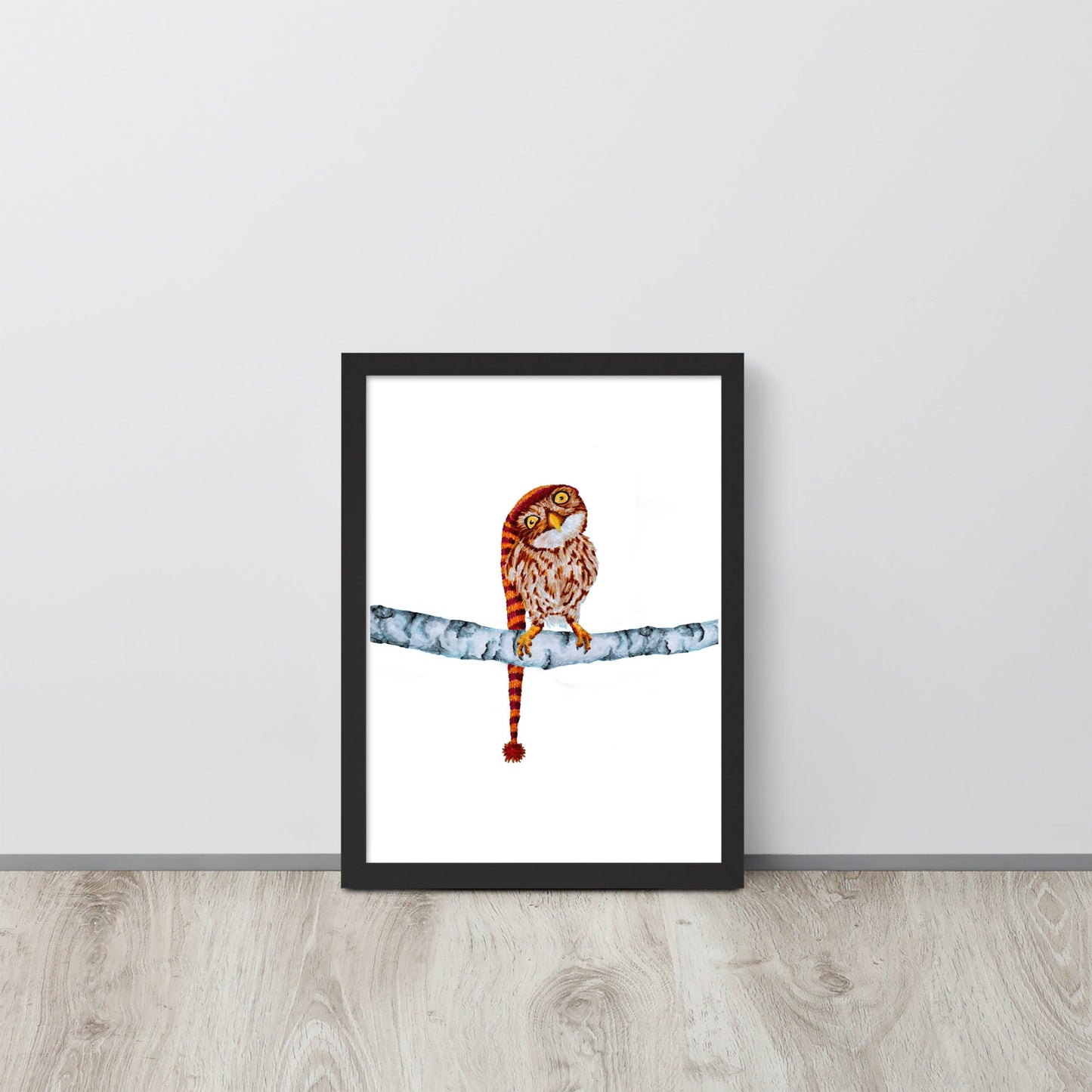 Owl in Stocking Cap Framed Poster Posters, Prints, & Visual Artwork Indie Darling Design 