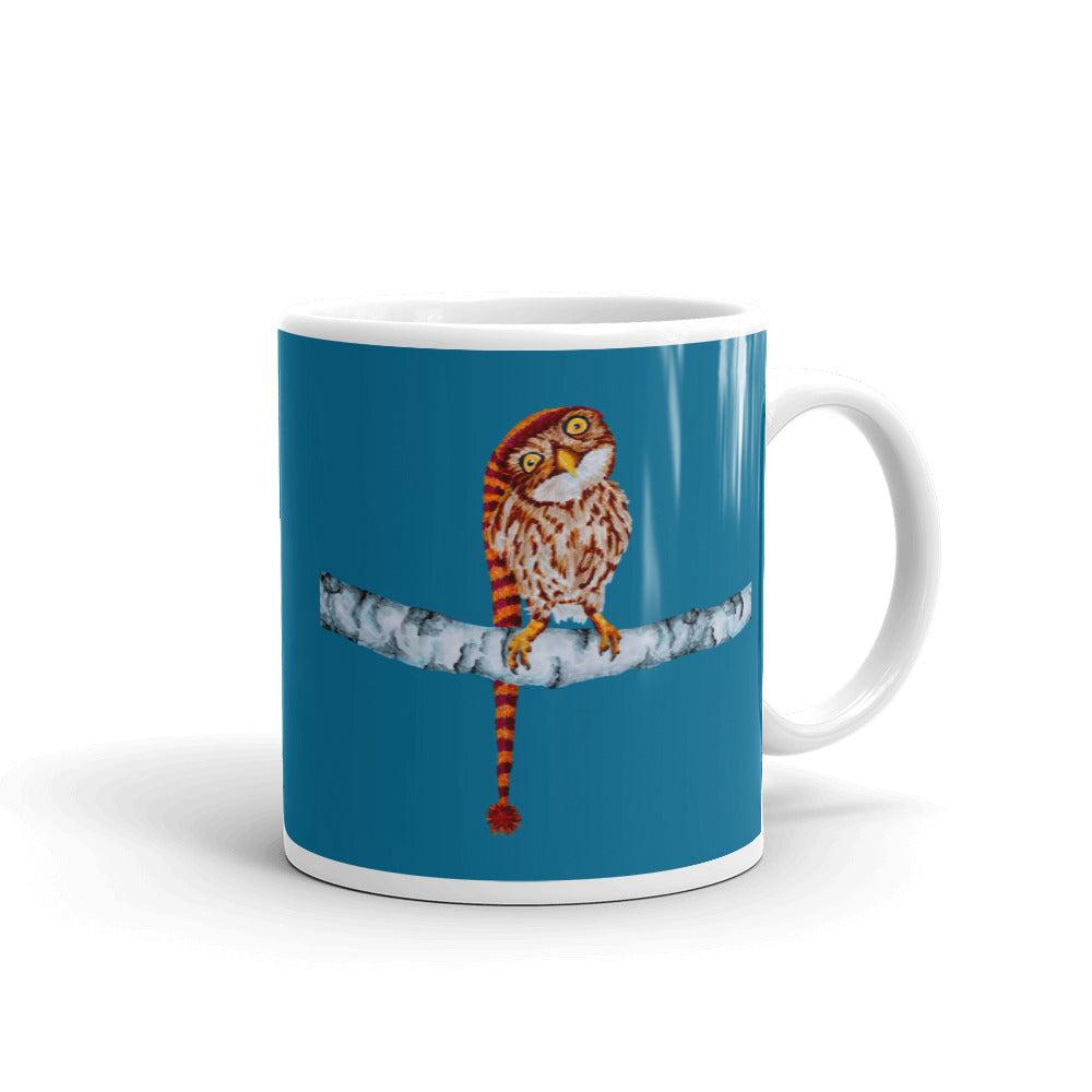 Owl in Stocking Cap Glossy Mug Mugs Indie Darling Design 