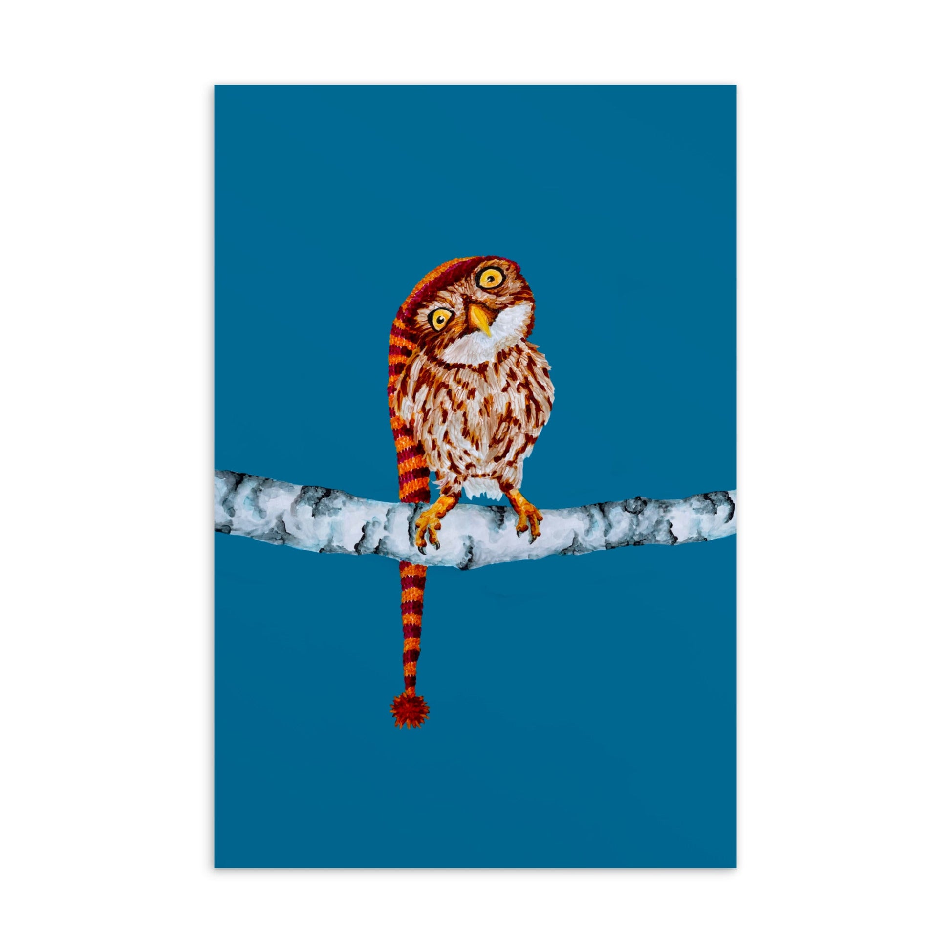 Owl in Stocking Cap Illustrated Flat Card Greeting & Note Cards Indie Darling Design 