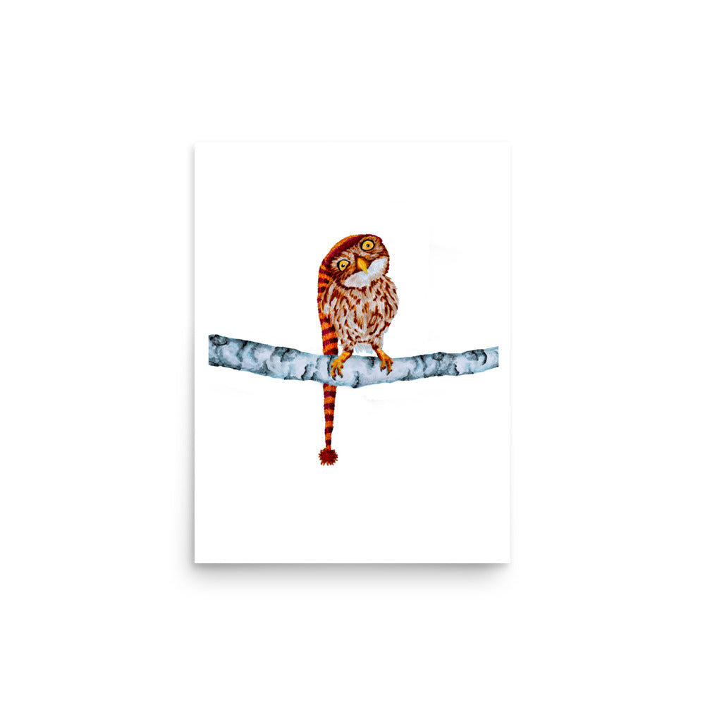 Owl in Stocking Cap Poster Print without Frame Posters, Prints, & Visual Artwork Indie Darling Design 