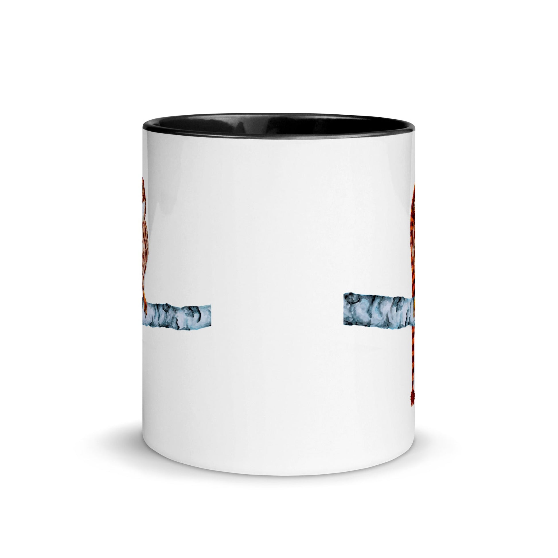 Owl in Stocking Cap Two-Tone Mug Mugs Indie Darling Design 