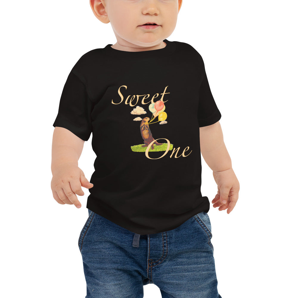 Sweet One Cute Otter Baby Jersey Short Sleeve Tee T-shirt Indie Darling Design 